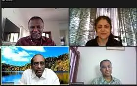 Faculty and alumni doctors on a video call
